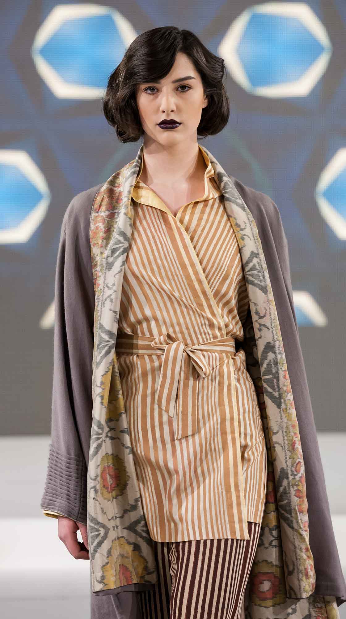 Wool Cape, Wrap Blouse and Silk Pants