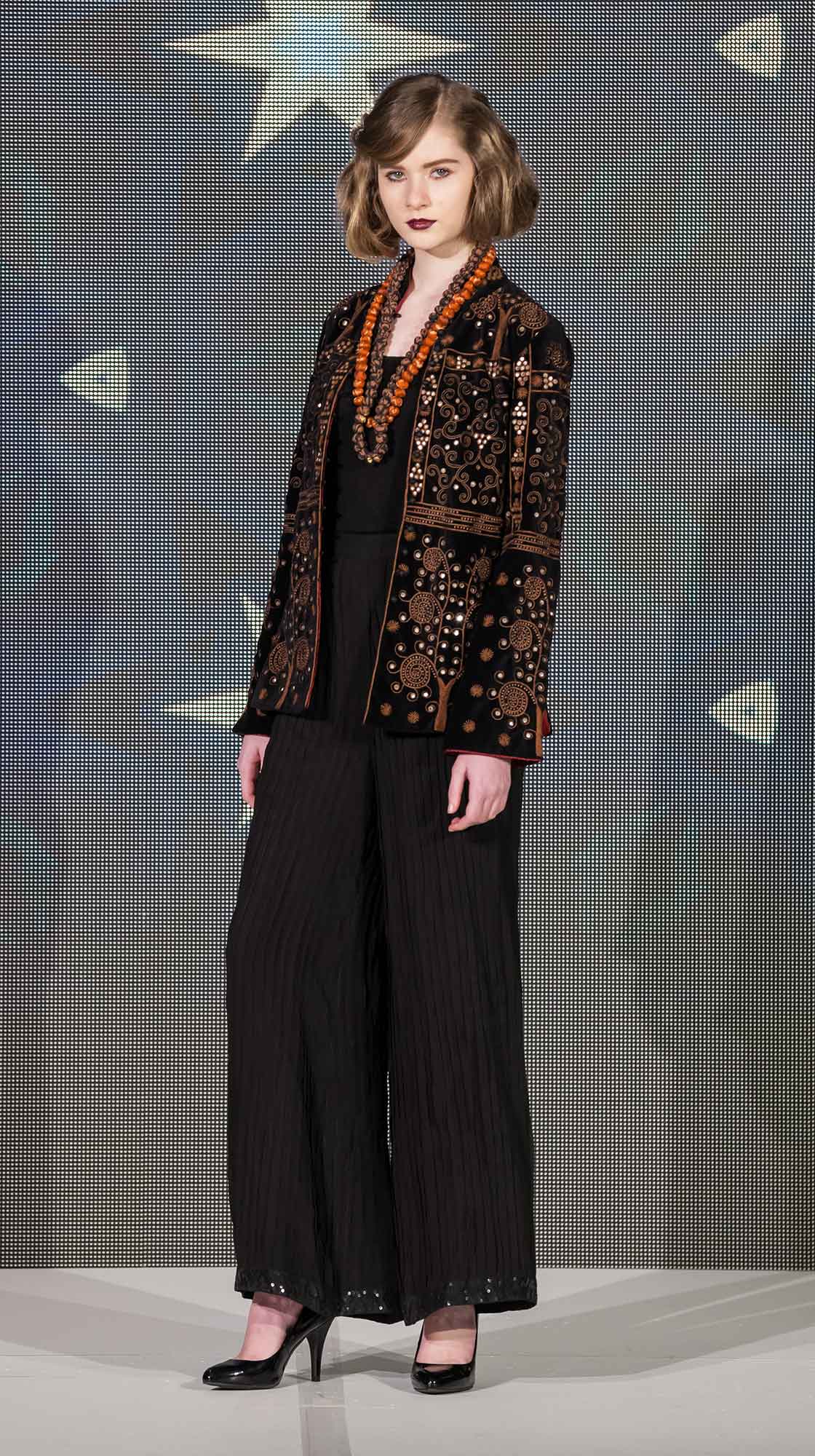 Embroidered Jacket and Pleated Pants