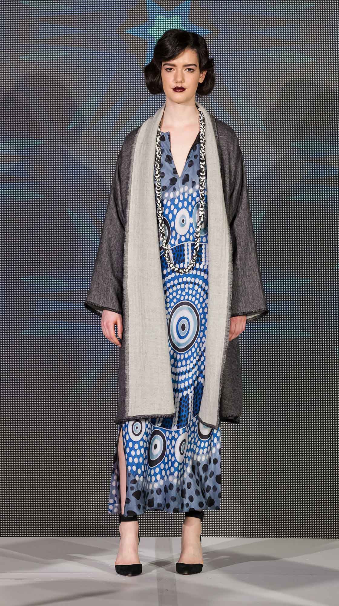 Long Wool Cape and Hand-painted Kaftan
